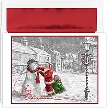 JAM Paper® Christmas Card Set, Santa & Snowman Holiday Cards, 18/pack (526897700)