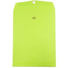 JAM Paper 10 x 13 Open End Catalog Colored Envelopes with Clasp Closure, Ultra Lime Green, 50/Pack (