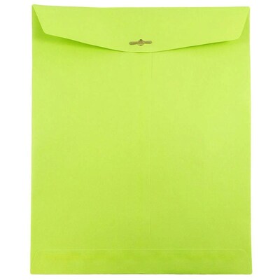 JAM Paper 10 x 13 Open End Catalog Colored Envelopes with Clasp Closure, Ultra Lime Green, 50/Pack (v0128186i)