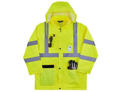 Ergodyne GloWear 8366 Lightweight High-Visibility Rain Jacket, ANSI Class R3, Lime, Small (24332)