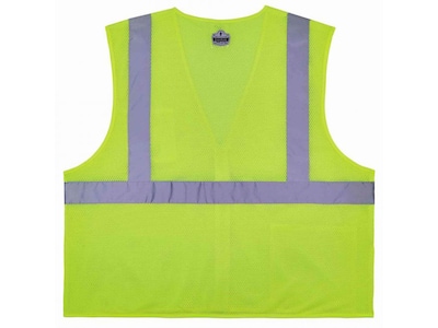 Ergodyne GloWear 8256Z High-Visibility Zipper Safety Vest, Class 2, Small/Medium, Lime (21573)