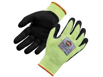 Ergodyne ProFlex 7041 Hi-Vis Nitrile-Coated Cut-Resistant Gloves, ANSI A4, Wet Grip, Lime, Large, 12