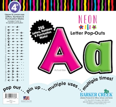 Barker Creek Neon 4 Letter Pop Out, All Age