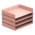 Poppin Stackable Front Loading Letter Tray, Letter Size, Pink, 4/Pack (108517)