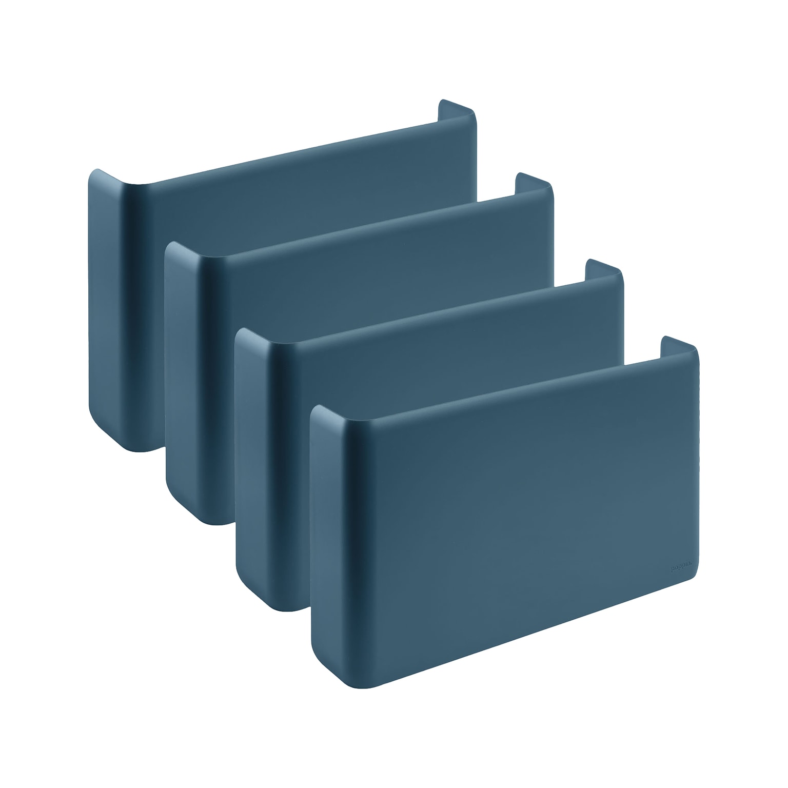 Poppin 1-Pocket Plastic Letter Size Wall File, Slate Blue, 4/Pack (108515)