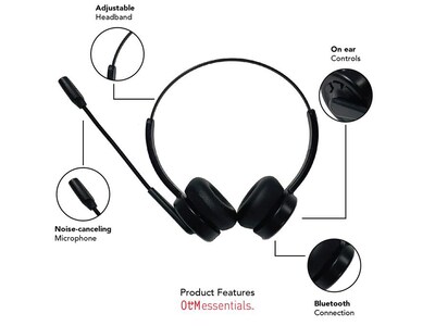 OTM Essentials Pro Wireless Noise Canceling Stereo Headset, Over-the-Head, Black (OB-A6A)