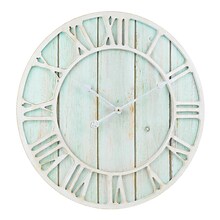 La Crosse Clock 23.5 Inch Round Blue Coastal Decorative Quartz Wall Clock (404-4060)