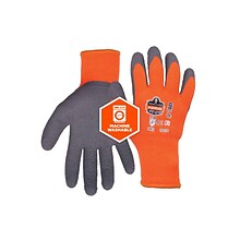 Ergodyne ProFlex 7401 Winter Work Gloves, Fleece Lined, Latex Coated Palm, Orange, Large, 12 Pairs (