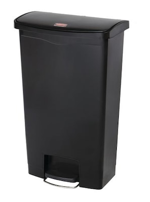 Rubbermaid Slim Jim Step-On Plastic Step Trash Can, 18 Gallon, Black (1883613)