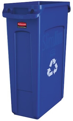 Rubbermaid Slim Jim Vented Recycling Container, 23 Gallons, Blue (FG354007BLUE)