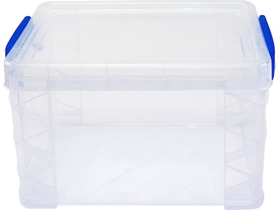 Advantus Super Stacker Lift Off Latch Lid Storage Box, Clear/Blue, Plastic (39230)