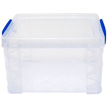 Advantus Super Stacker Lift Off Latch Lid Storage Box, Clear/Blue, Plastic (39230)