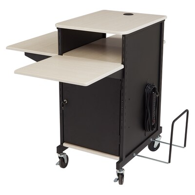 Oklahoma Sound PRC Series 3-Shelf Metal Mobile Presentation Cart with Lockable Wheels, Black (PRC450