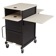 Oklahoma Sound PRC Series 3-Shelf Metal Mobile Presentation Cart with Lockable Wheels, Black (PRC450