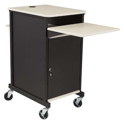 Oklahoma Sound PRC Series 3-Shelf Metal Mobile Presentation Cart with Lockable Wheels, Black (PRC400