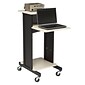 Oklahoma Sound PRC Series 4-Shelf Metal Mobile Presentation Cart with Lockable Wheels, Black/Ivory Wood (PRC200)