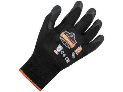 Ergodyne ProFlex 7001 Nitrile Coated Gloves, ANSI Level 3 Abrasion Resistance, Black, XL, 12 Pairs (