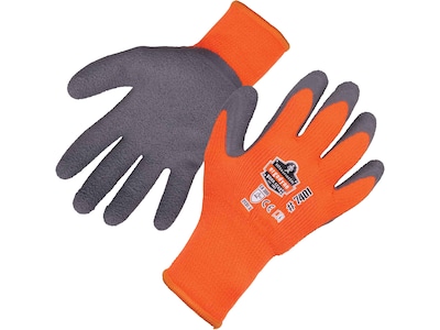 Ergodyne ProFlex 7401 Winter Work Gloves, Fleece Lined, Latex Coated Palm, Orange, XXL, 12 Pairs (17