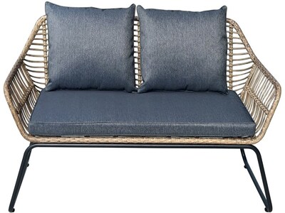 DUKAP LUGANO 4-Piece Sofa Seating Set with Cushions, Brown/Black/Gray (O-DK-P080-AB)