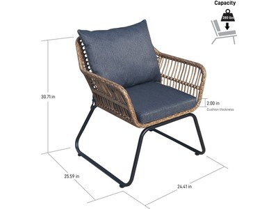 DUKAP LUGANO Armchair with Cushions, Brown/Black/Gray, 2/Set (O-DK-P080-A)