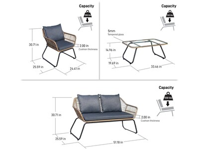 DUKAP LUGANO 6-Piece Sofa Seating Set with Cushions, Brown/Black/Gray (O-DK-P080-AAB)