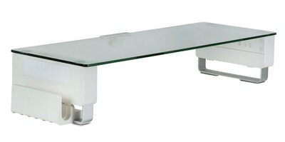Mount-It! Glass Computer Monitor Stand with Brushed Aluminum Legs, 66 lbs. Capacity (MI-7264)