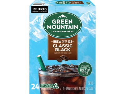 Green Mountain Brew-Over-Ice Classic Black Iced Coffee, Dark Roast, 0.40 oz. Keurig® K-Cup® Pods, 24