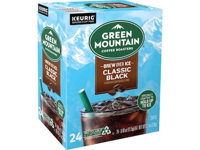 Green Mountain Brew-Over-Ice Classic Black Iced Coffee, Dark Roast, 0.40 oz. Keurig® K-Cup® Pods, 24