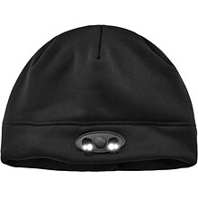 Ergodyne N-Ferno One Size Fits All Skull Cap Beanie Hat with LED Lights, Black (16803)