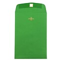 JAM Paper 6 x 9 Open End Catalog Colored Envelopes with Clasp Closure, Green Recycled, 10/Pack (87