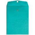 JAM Paper® 10 x 13 Open End Catalog Colored Envelopes with Clasp Closure, Sea Blue Recycled, 10/Pack
