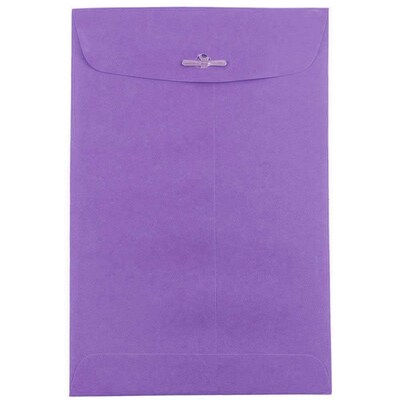 JAM Paper® 6 x 9 Open End Catalog Colored Envelopes with Clasp Closure, Violet Purple Recycled, 25/P