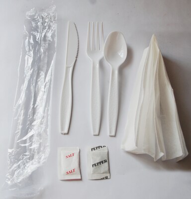 Berkley Square Individually Wrapped Plastic Assorted Cutlery Set, Medium-Weight, White, 250/Carton (