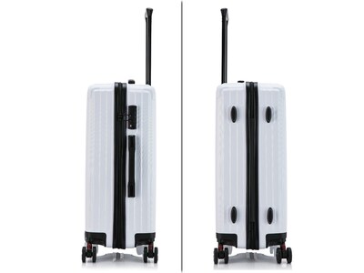DUKAP Stratos 25.59" Hardside Suitcase, 4-Wheeled Spinner, TSA Checkpoint Friendly, White (DKSTR00M-WHI)