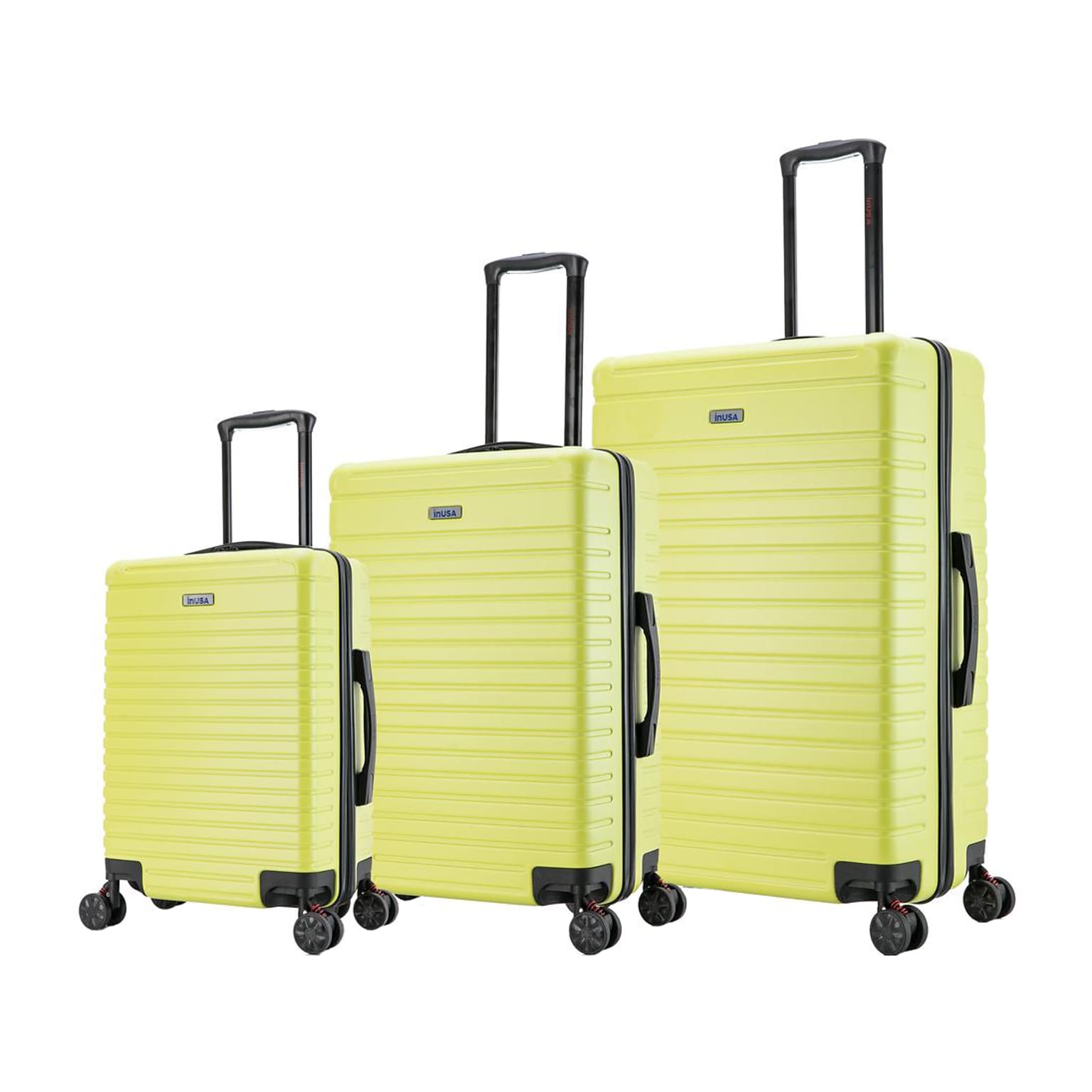 InUSA Deep 3-Piece Hardside Spinner Luggage Set, Green (IUDEESML-GRN)