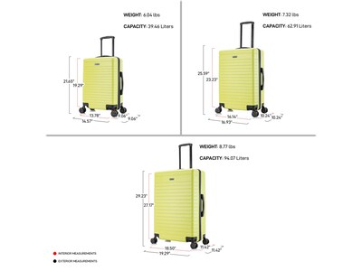 InUSA Deep 3-Piece Hardside Spinner Luggage Set, Green (IUDEESML-GRN)