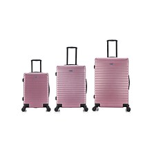 InUSA Deep Plastic 3-Piece Luggage Set, Rose Gold (IUDEESML-ROS)