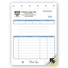 Custom Classic, Compact Invoices 2 Parts,  1 Color Printing, 5 2/3 x 7, 500/Pack
