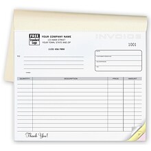 Custom Classic Small Lined Booked Invoices, 2 Parts, 1 Color Printing, 8 1/2 x 7, 250/Pack