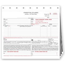 Custom Small Format Bills of Lading with Carbon, 3 Parts, 1 Color Printing, 8 1/2 x 7, 1000/Pack