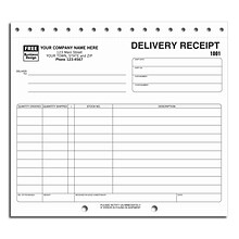 Custom Delivery Receipts Sets, 2 Parts, 1 Color Printing, 8 1/2 x 7, 250/Pack