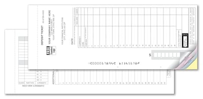 Custom Loose Deposit Tickets Sets, Maximum Entry Format, 2-Part, Black ink only, 8-7/8 x 3-3/8, 15