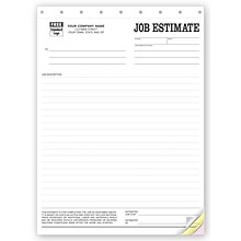 Custom Job Estimate Forms, 2 Parts, 1 Color Printing, 8 1/2 X 11 ,250/Pack