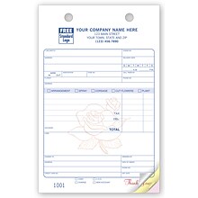 Custom Florist Register Form, Classic Design, Large Format, TAX. DEL., 3 Parts, 1 Color Printing, 5