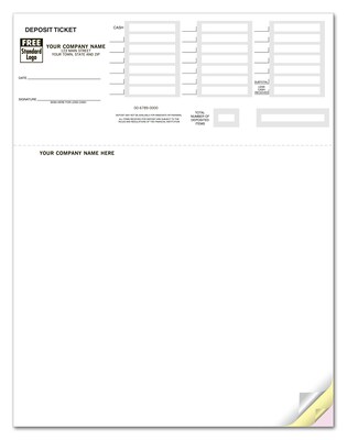 Custom Laser Deposit Tickets, QuickBooks Compatible, 1-Part, Black ink only, 8-1/2 x 11, 500/Pk