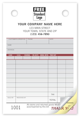 Custom Multi-Purpose Register Form, Spectra Design, Small Format, 3 Parts, 1 Color Printing, 4 x 6