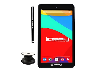 Linsay 7 Tablet with Holder and Pen, WiFi, 2GB RAM, 64GB Storage, Android 13, Black (F7UHDP)