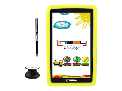 Linsay 7 Tablet with Holder, Pen, and Case, WiFi, 2GB RAM, 64GB Storage, Android 13, Yellow/Black (