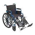 Drive Medical Blue Streak Wheelchair with Flip Back Desk Arms Elevating Leg Rests 16 Seat (BLS16FBD-ELR)