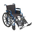 Drive Medical Blue Streak Wheelchair with Flip Back Desk Arms Elevating Leg Rests 18 Seat (BLS18FBD